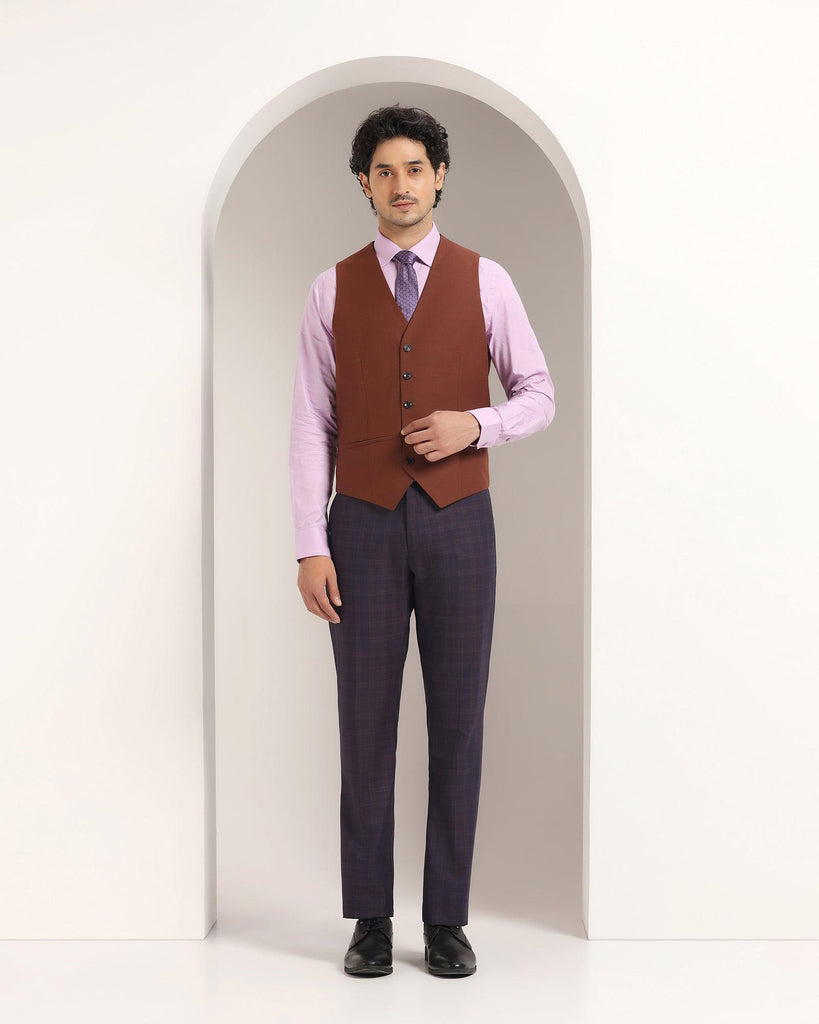 Tuxedo Three Piece Purple Check Formal Suit - Sobey