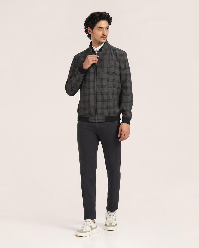 Bomber Charcoal Check Zipper Jacket - Nadra