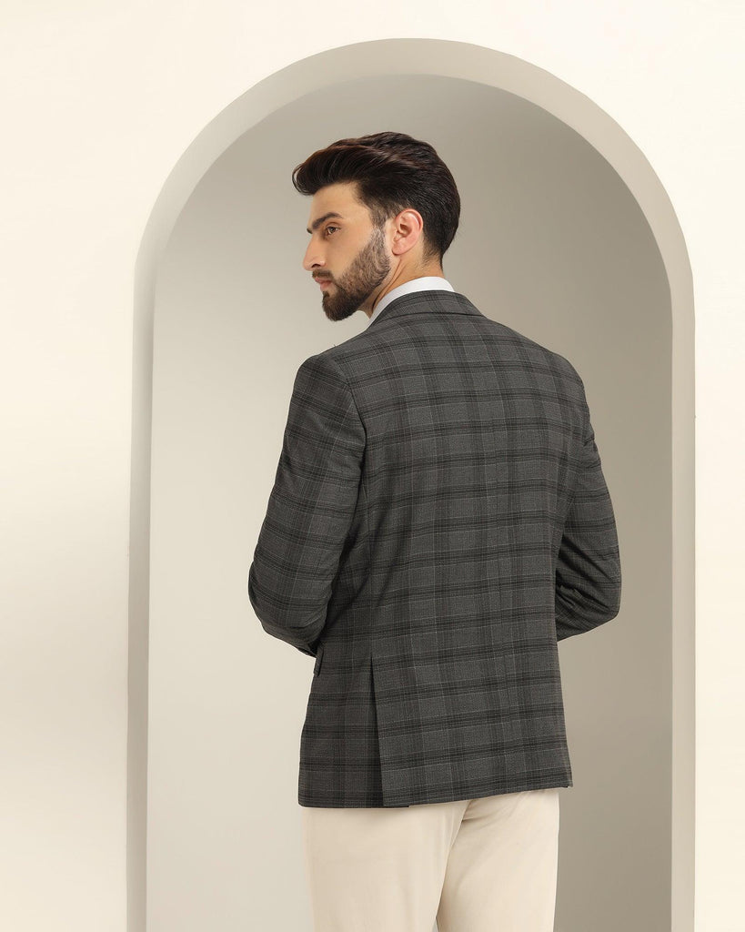 Casual Black Check Blazer - Kahol