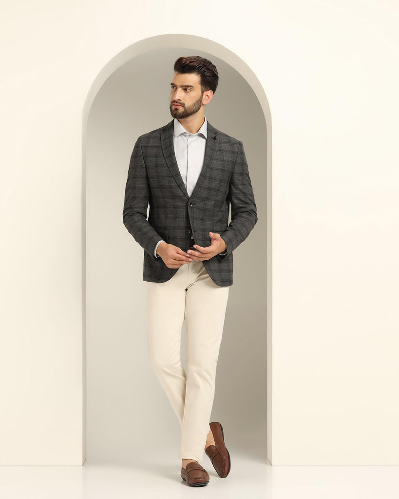 Casual Black Check Blazer - Kahol