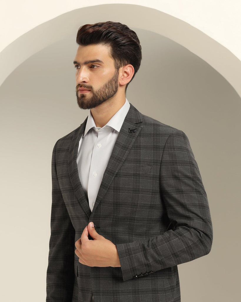 Casual Black Check Blazer - Kahol