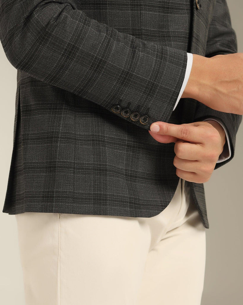 Casual Black Check Blazer - Kahol