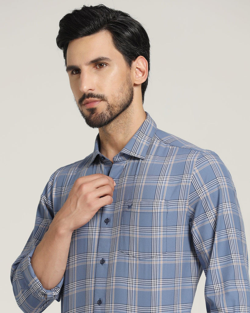 Casual Blue Check Shirt - Woods