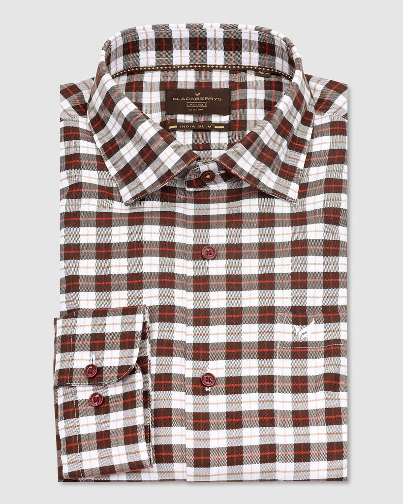 Casual Brown Check Shirt - Ruby