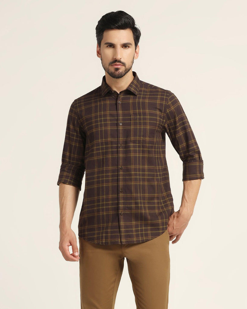 Casual Brown Check Shirt - Volta