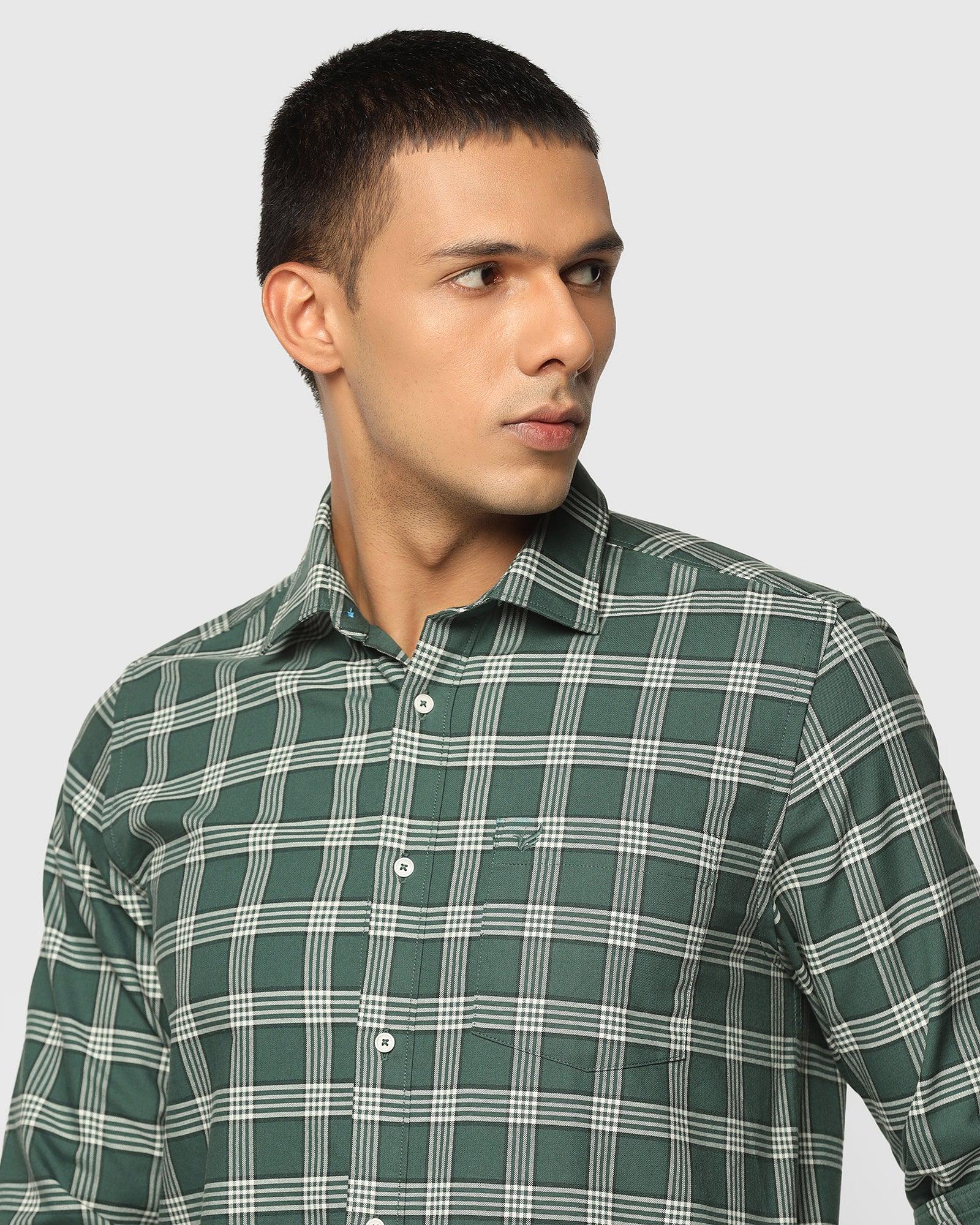 Dark green cheap check shirt