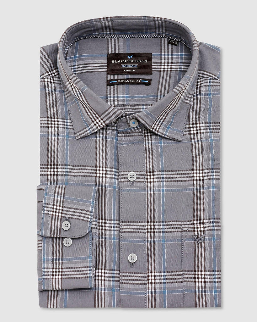 Casual Grey Check Shirt - Woods