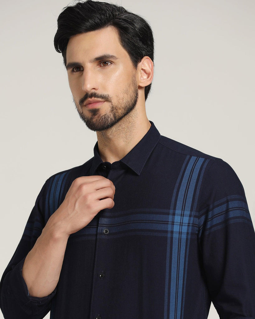 Casual Indigo Check Shirt - Ross