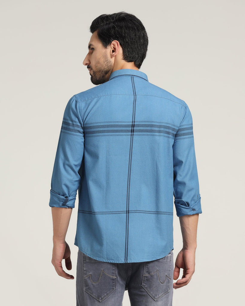 Casual Light Indigo Check Shirt - Ross