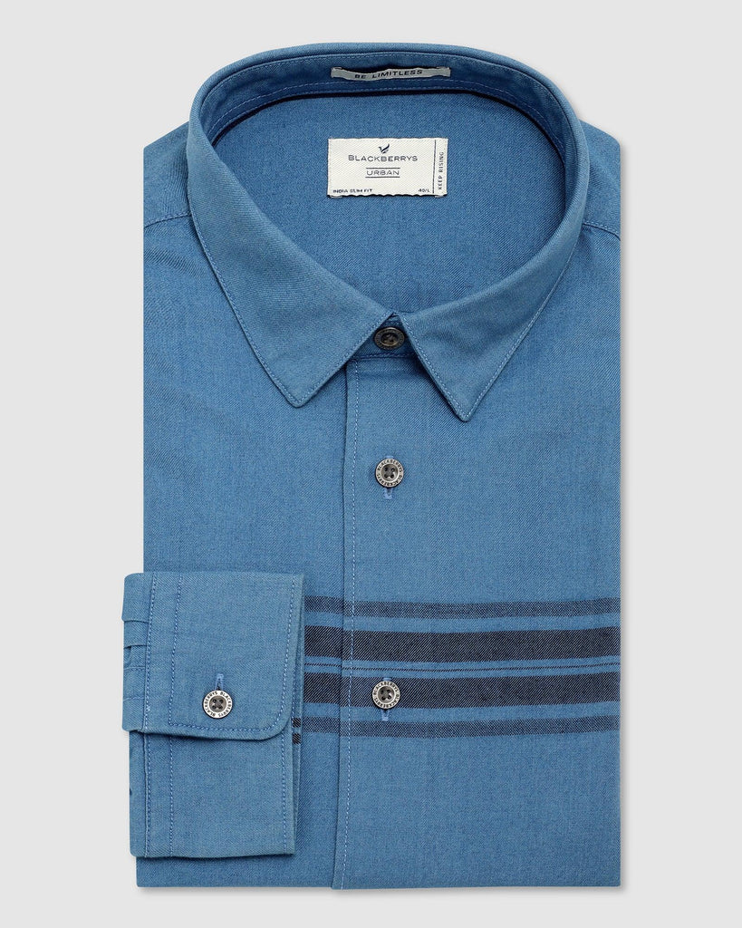 Casual Light Indigo Check Shirt - Ross