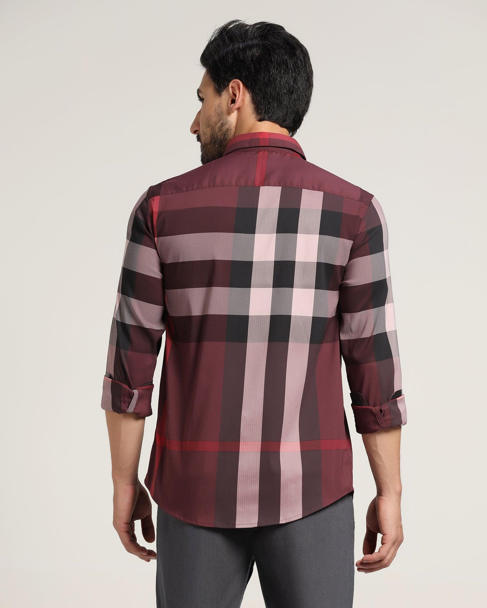 Check Casual Shirt In Maroon (Moses) - Blackberrys