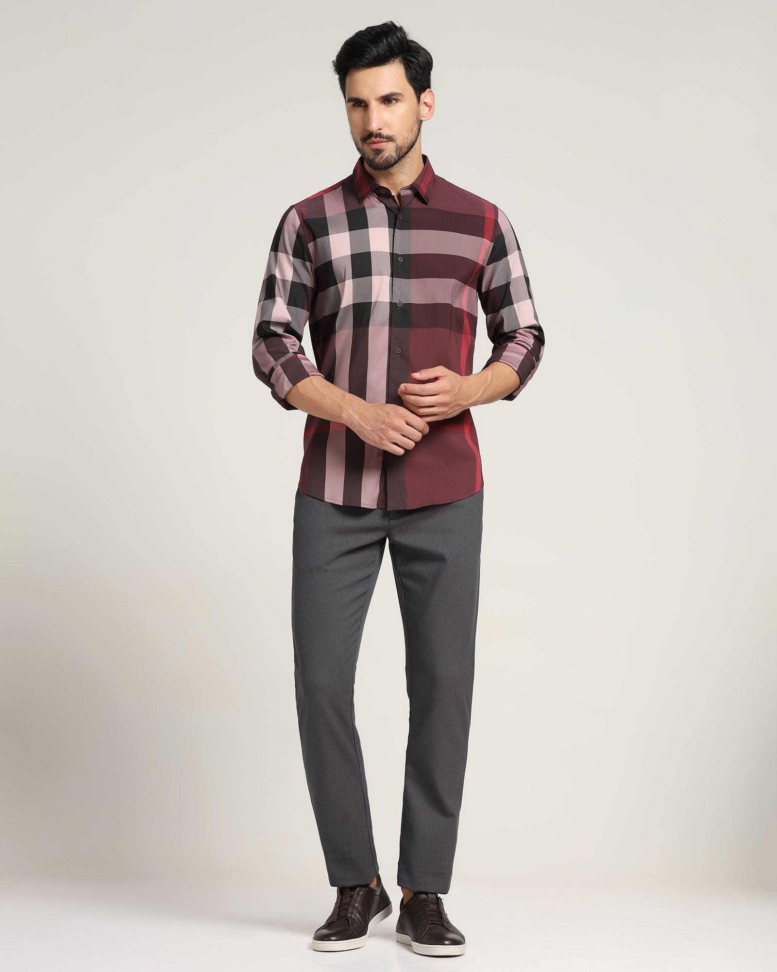 Check Casual Shirt In Maroon (Moses) - Blackberrys