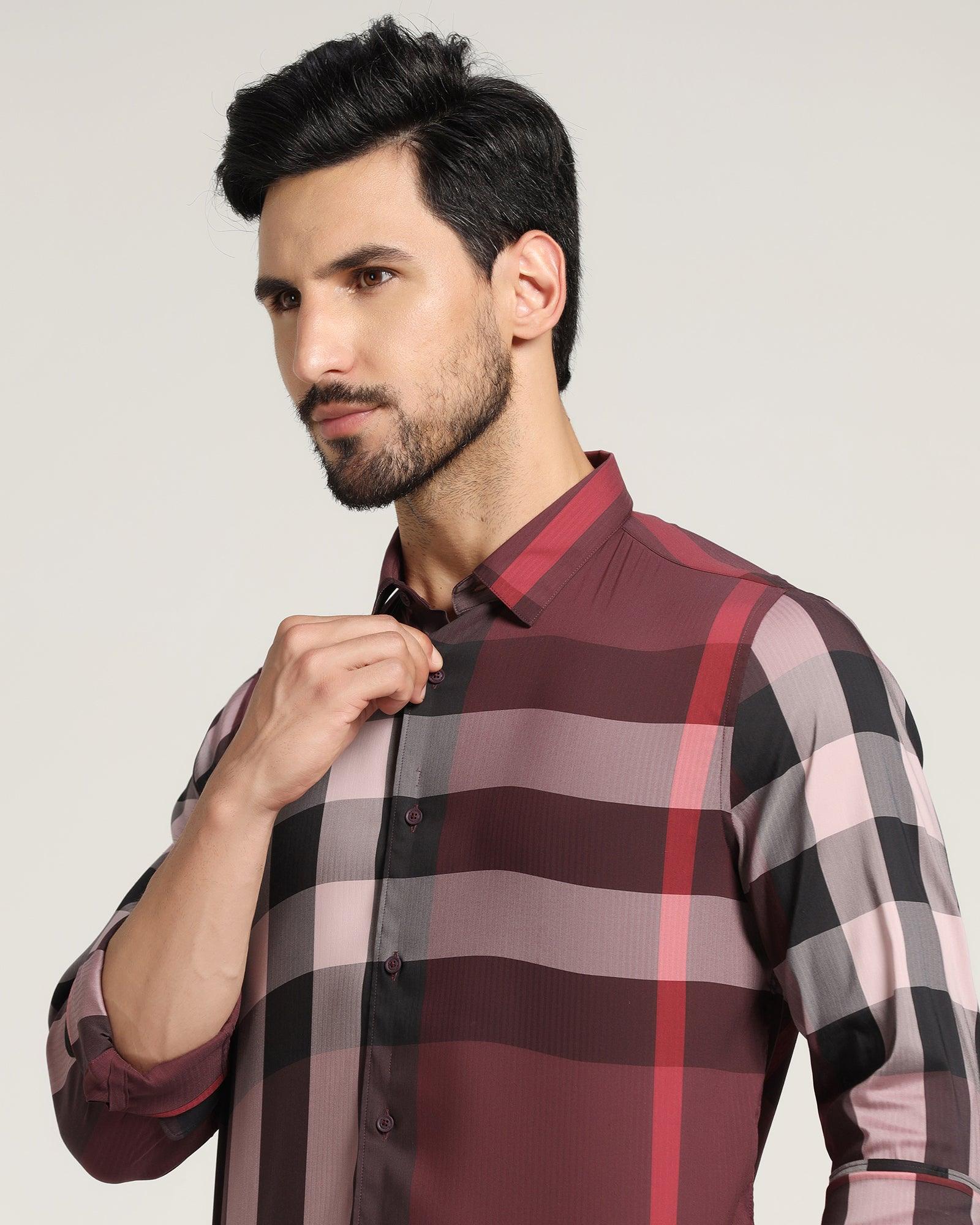 Check Casual Shirt In Maroon (Moses) - Blackberrys