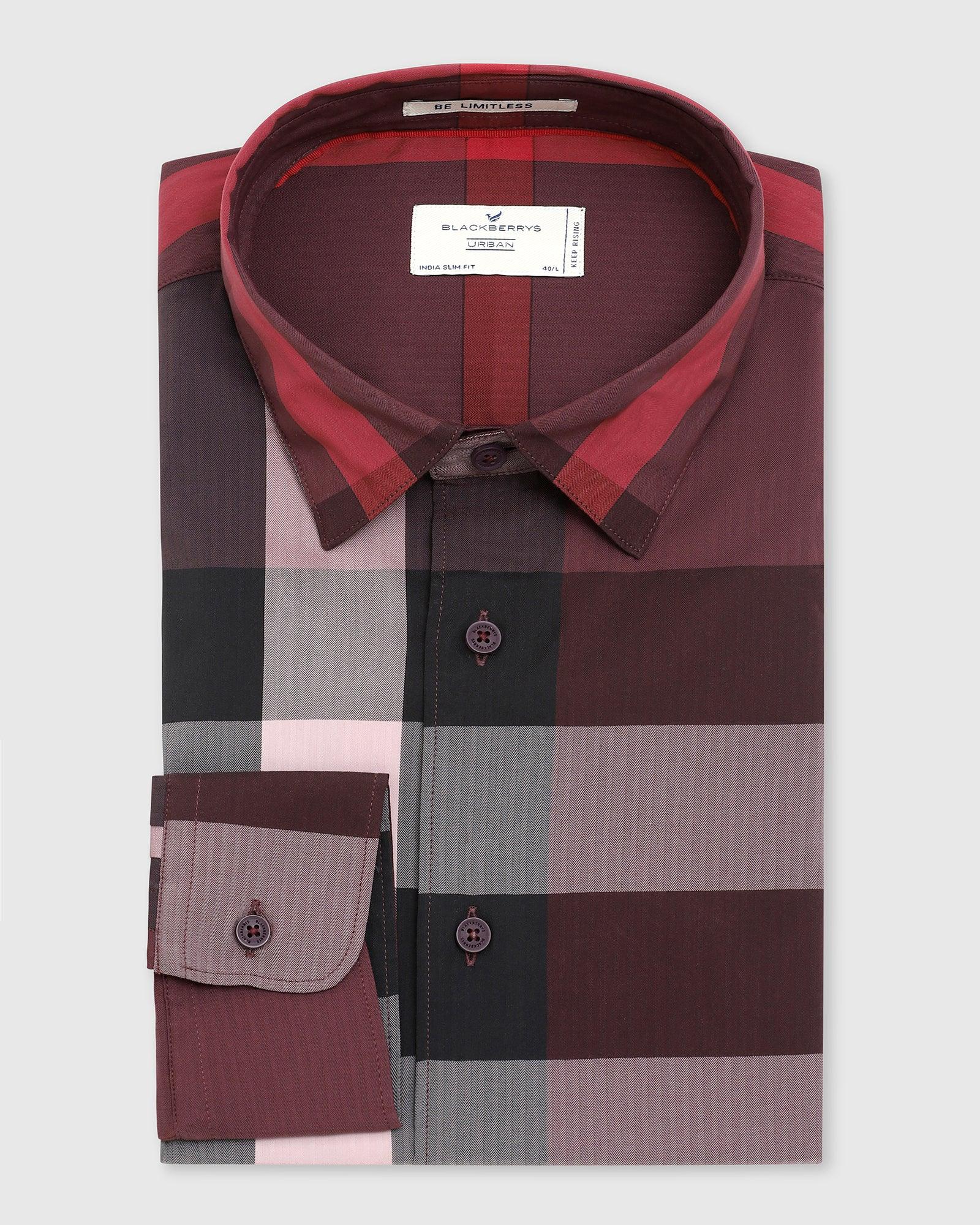 Check Casual Shirt In Maroon (Moses) - Blackberrys