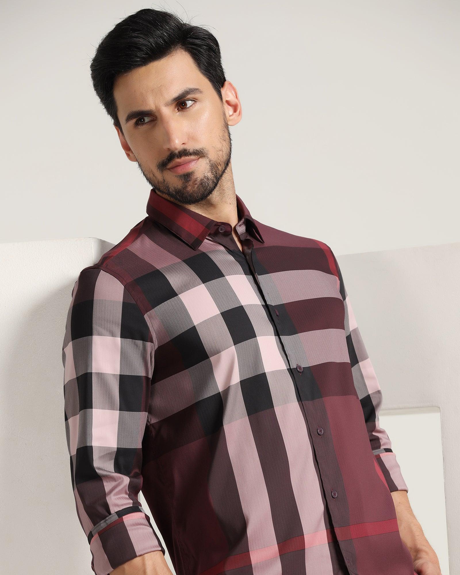 Check Casual Shirt In Maroon (Moses) - Blackberrys