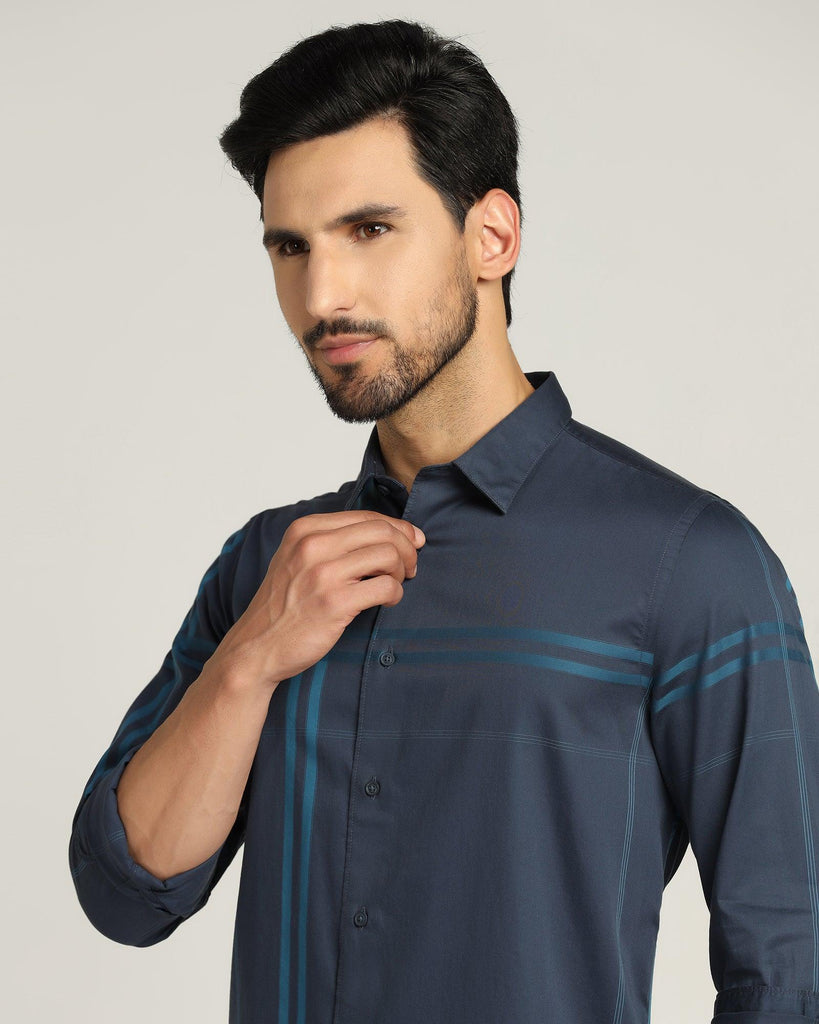 Casual Navy Check Shirt - Ginger