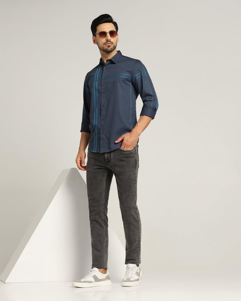 Casual Navy Check Shirt - Ginger