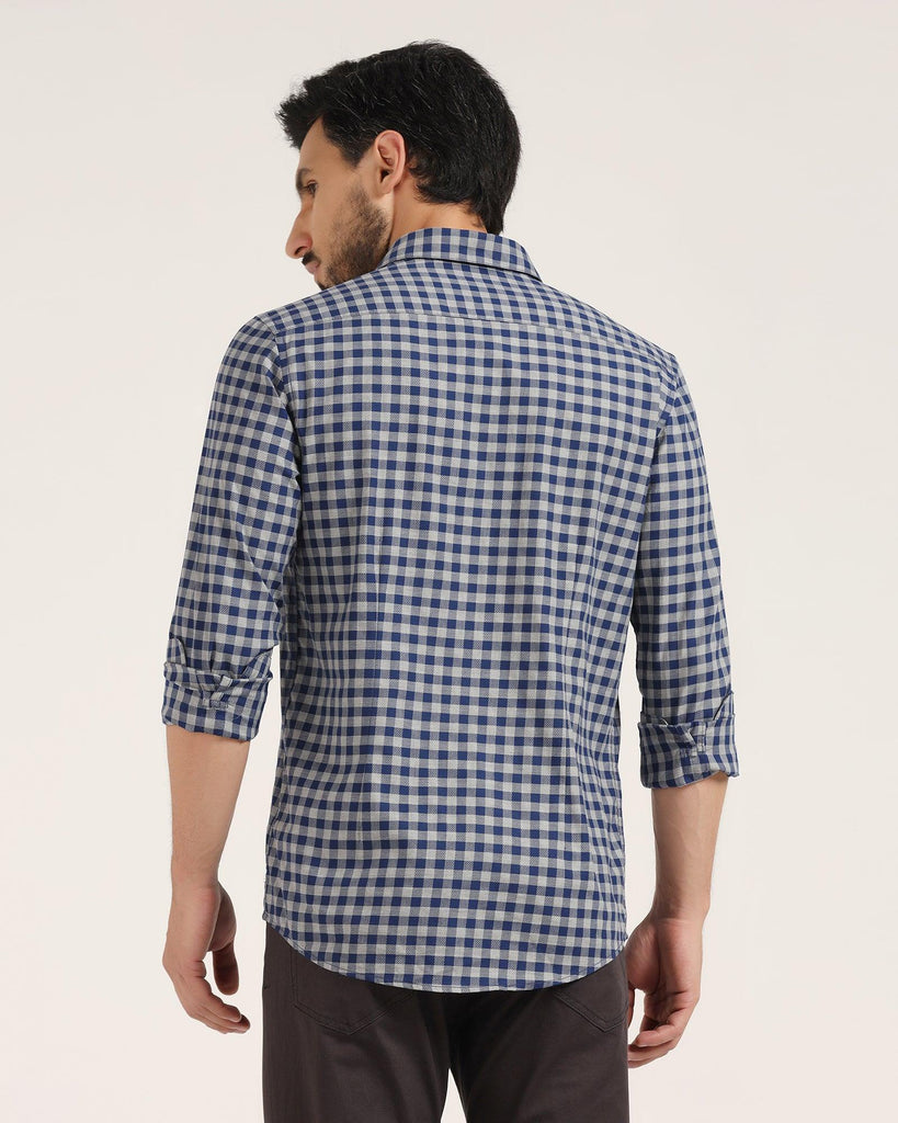 Casual Navy Check Shirt - Kari