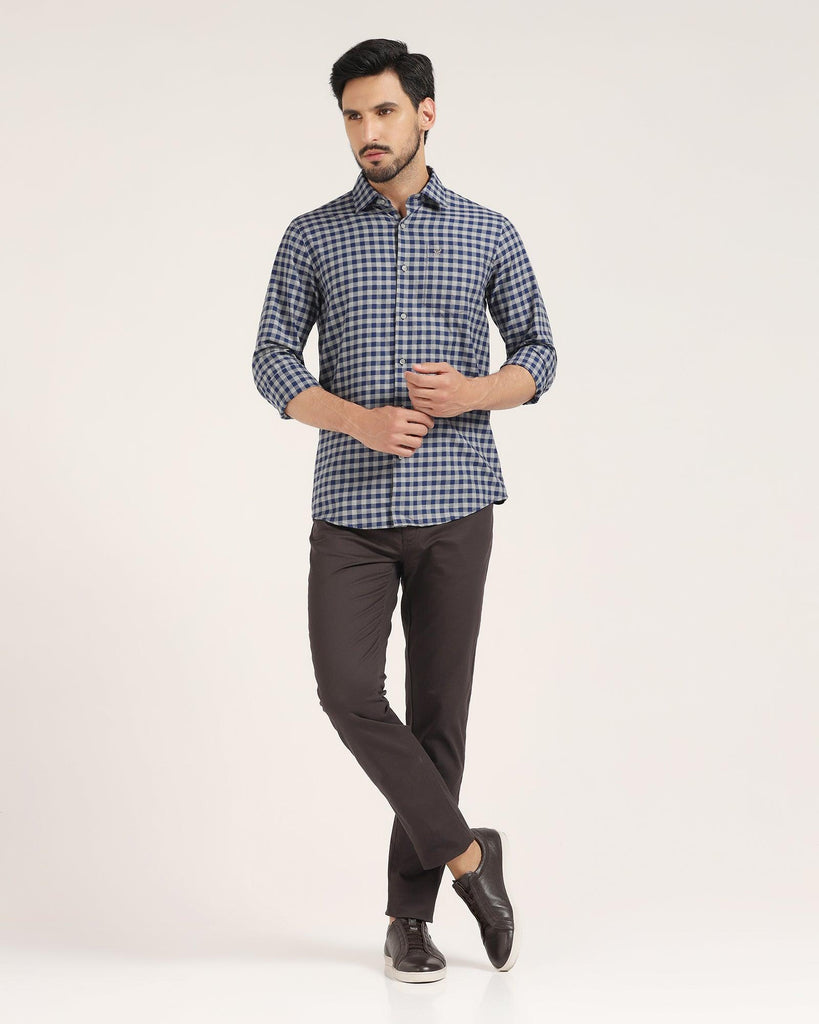 Casual Navy Check Shirt - Kari