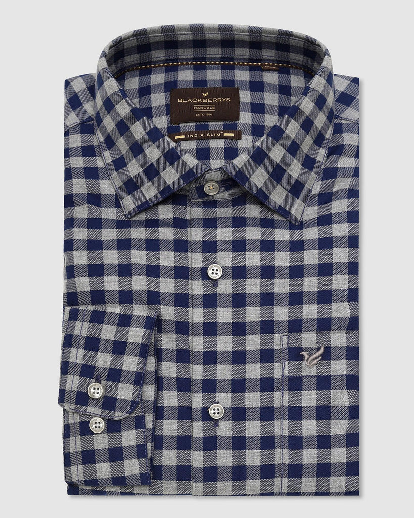 Casual Navy Check Shirt - Kari