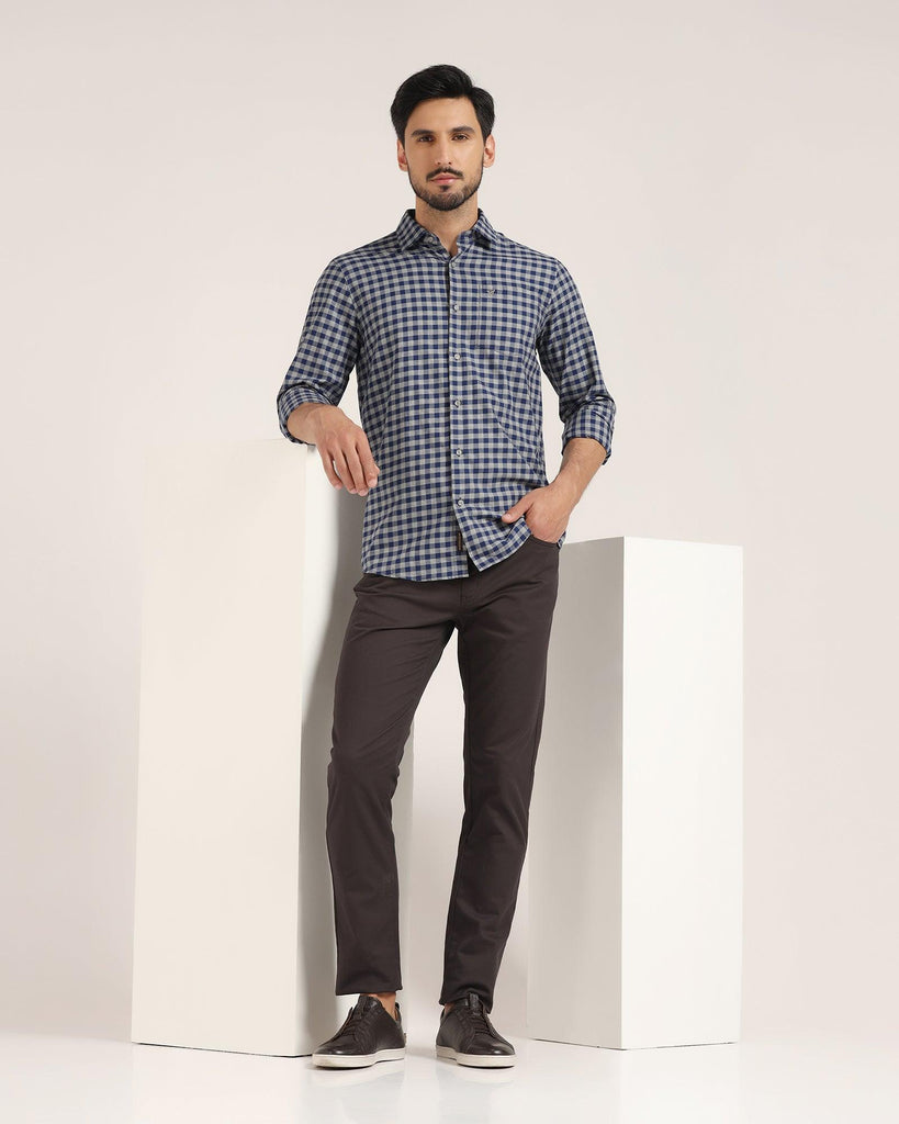 Casual Navy Check Shirt - Kari