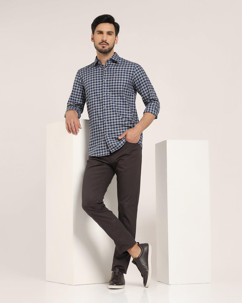 Casual Navy Check Shirt - Kari