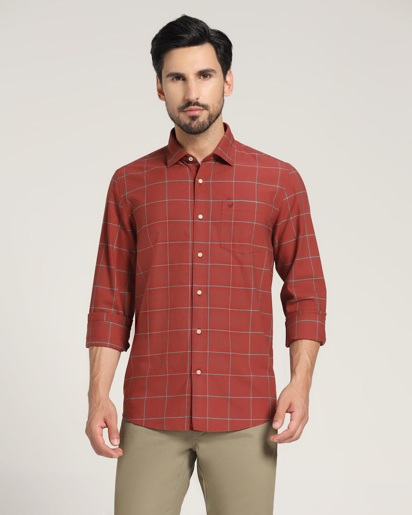 Casual Rust Check Shirt - Jamie