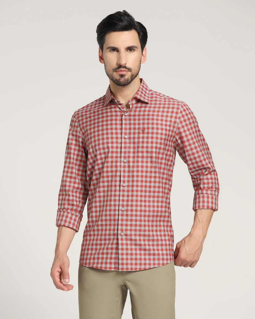 Casual Rust Check Shirt - Kari