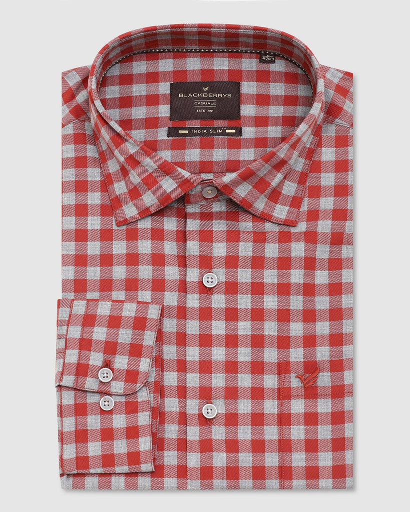 Casual Rust Check Shirt - Kari