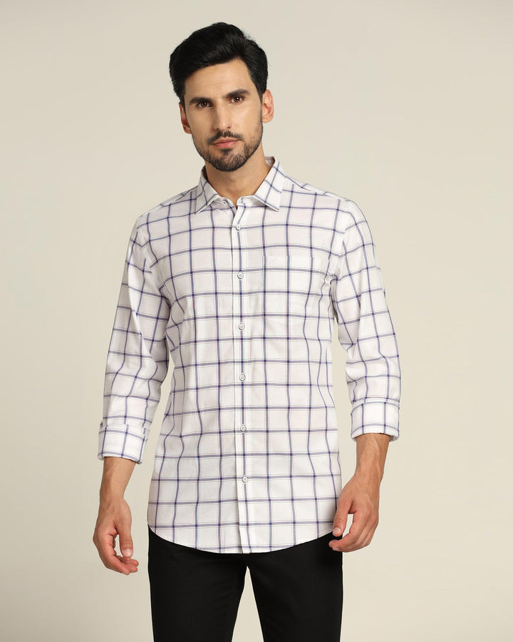 Casual White Check Shirt - Tyler