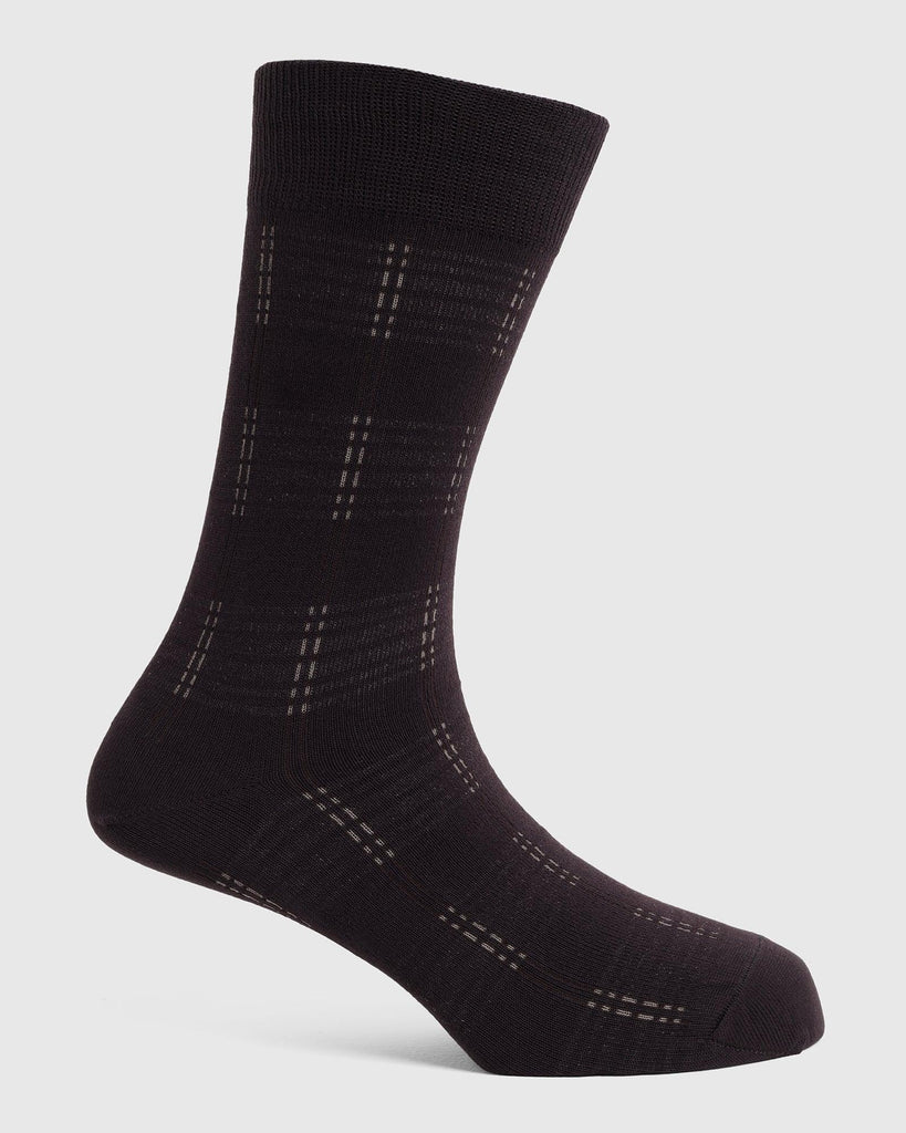 Cotton Brown Check Socks - Richland