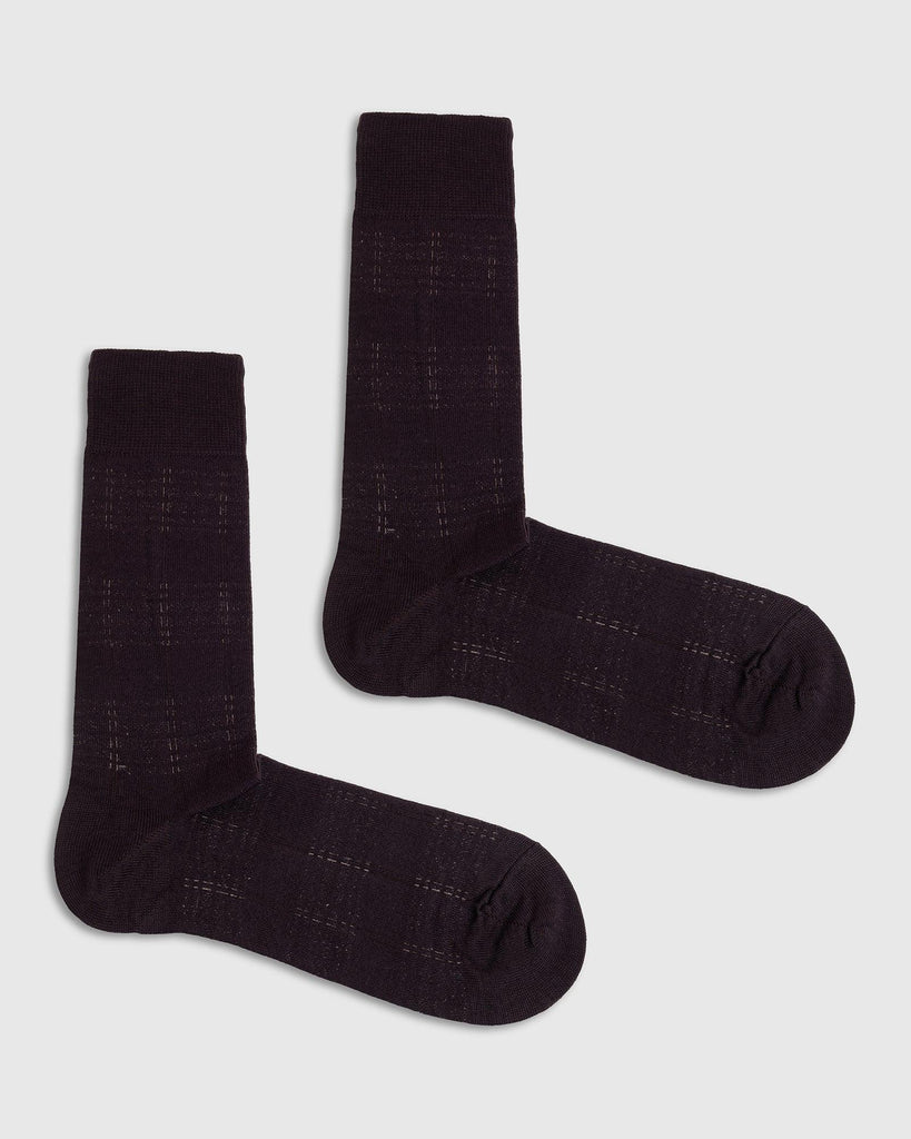 Cotton Brown Check Socks - Richland