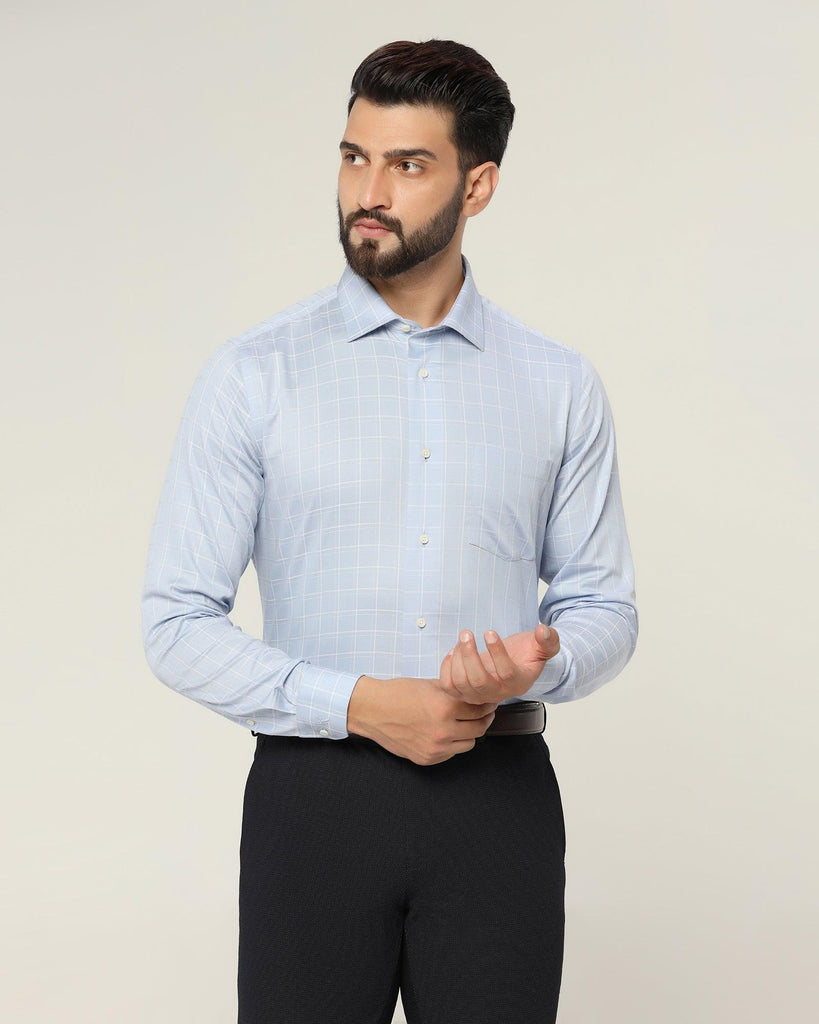 Non Iron Formal Blue Check Shirt - Yeti