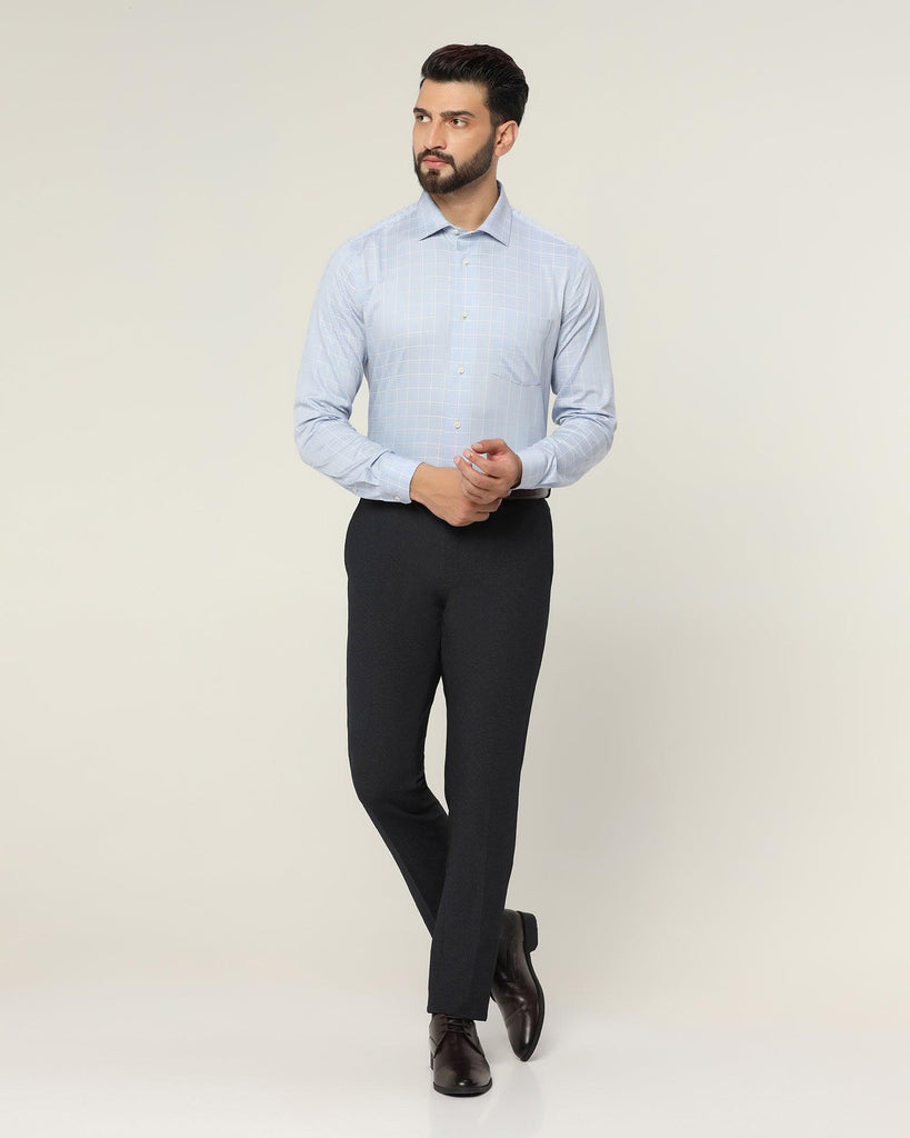 Non Iron Formal Blue Check Shirt - Yeti