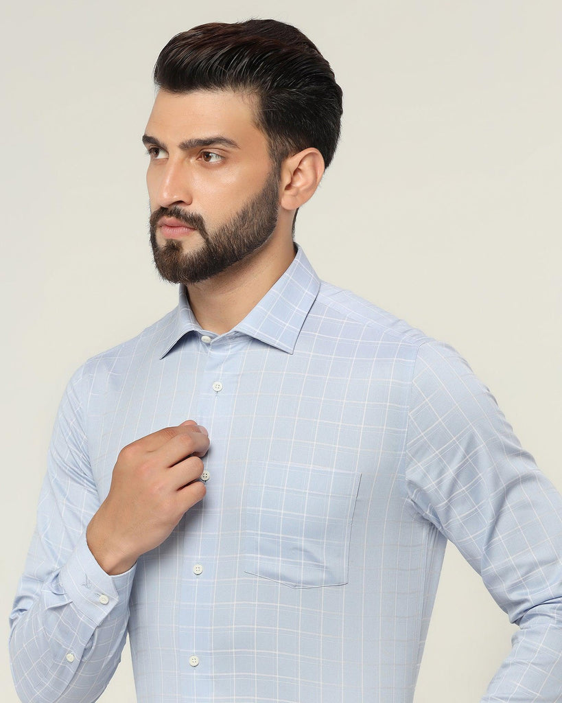 Non Iron Formal Blue Check Shirt - Yeti