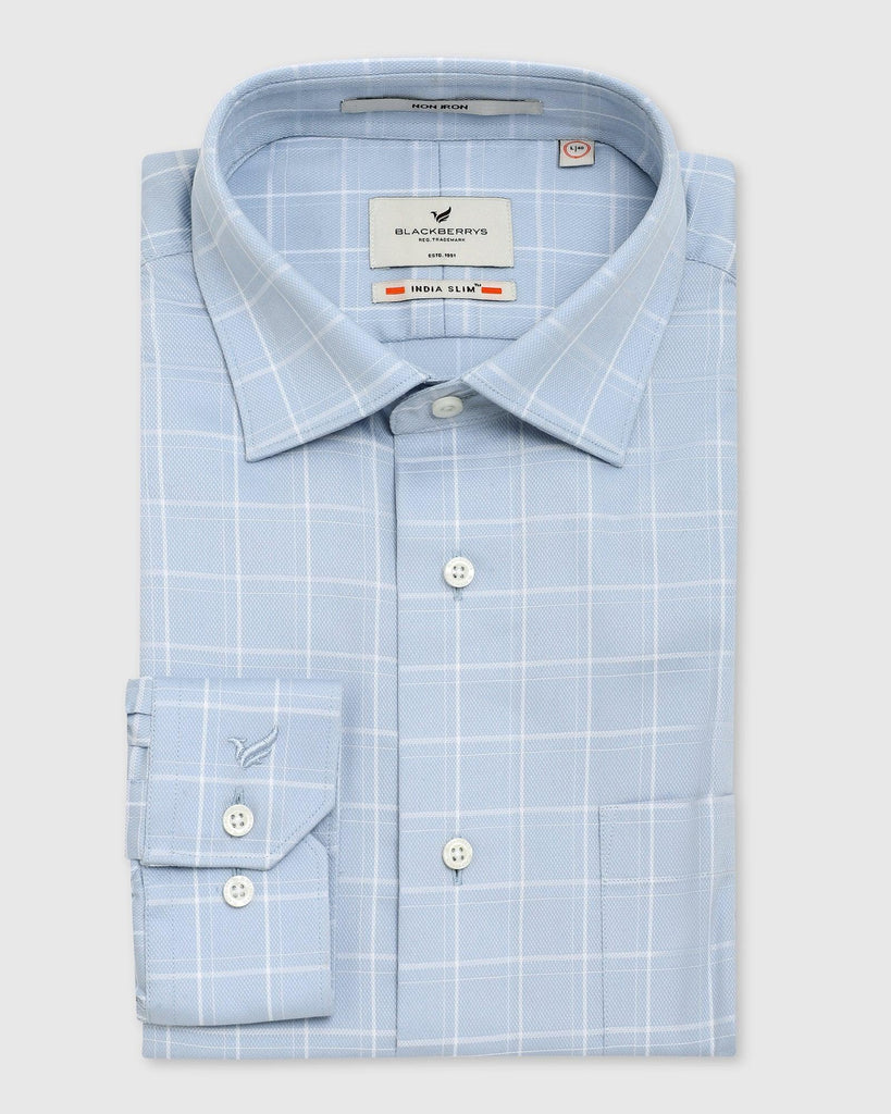 Non Iron Formal Blue Check Shirt - Yeti