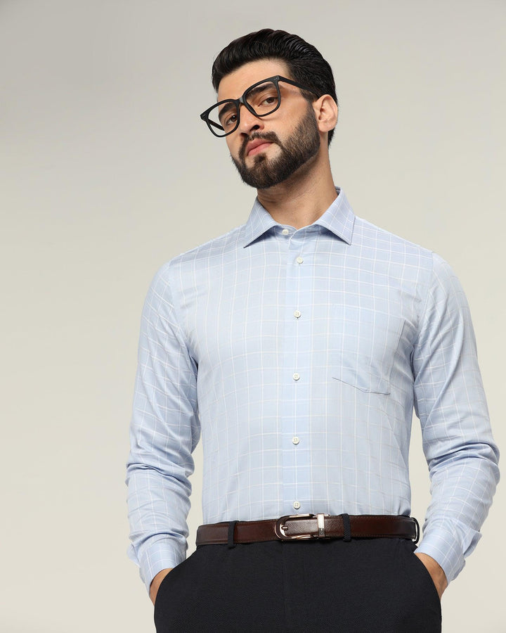 Non Iron Formal Blue Check Shirt - Yeti