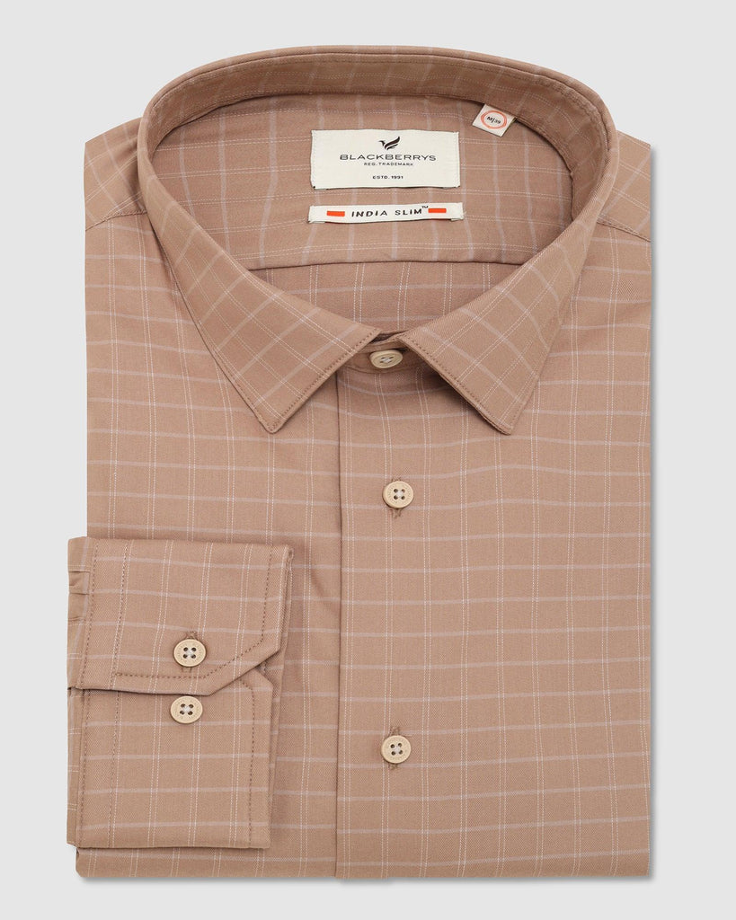 TechPro Formal Brown Check Shirt - Becki