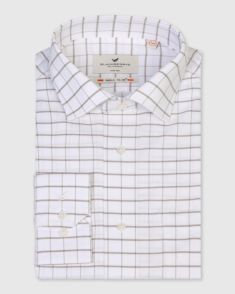 Formal Brown Check Shirt - Nilop