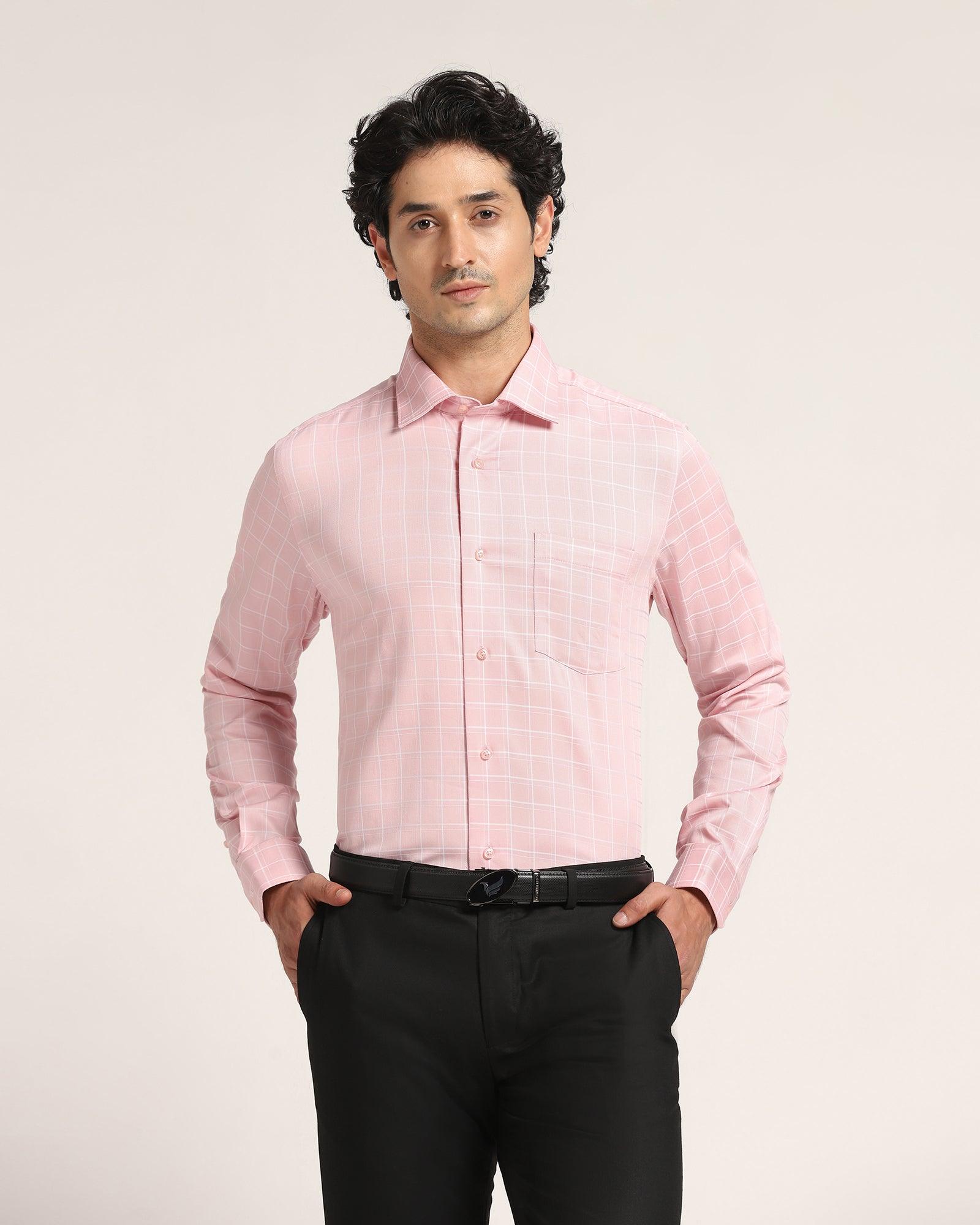Non Iron Formal Dusty Pink Check Shirt - Yeti - Blackberrys