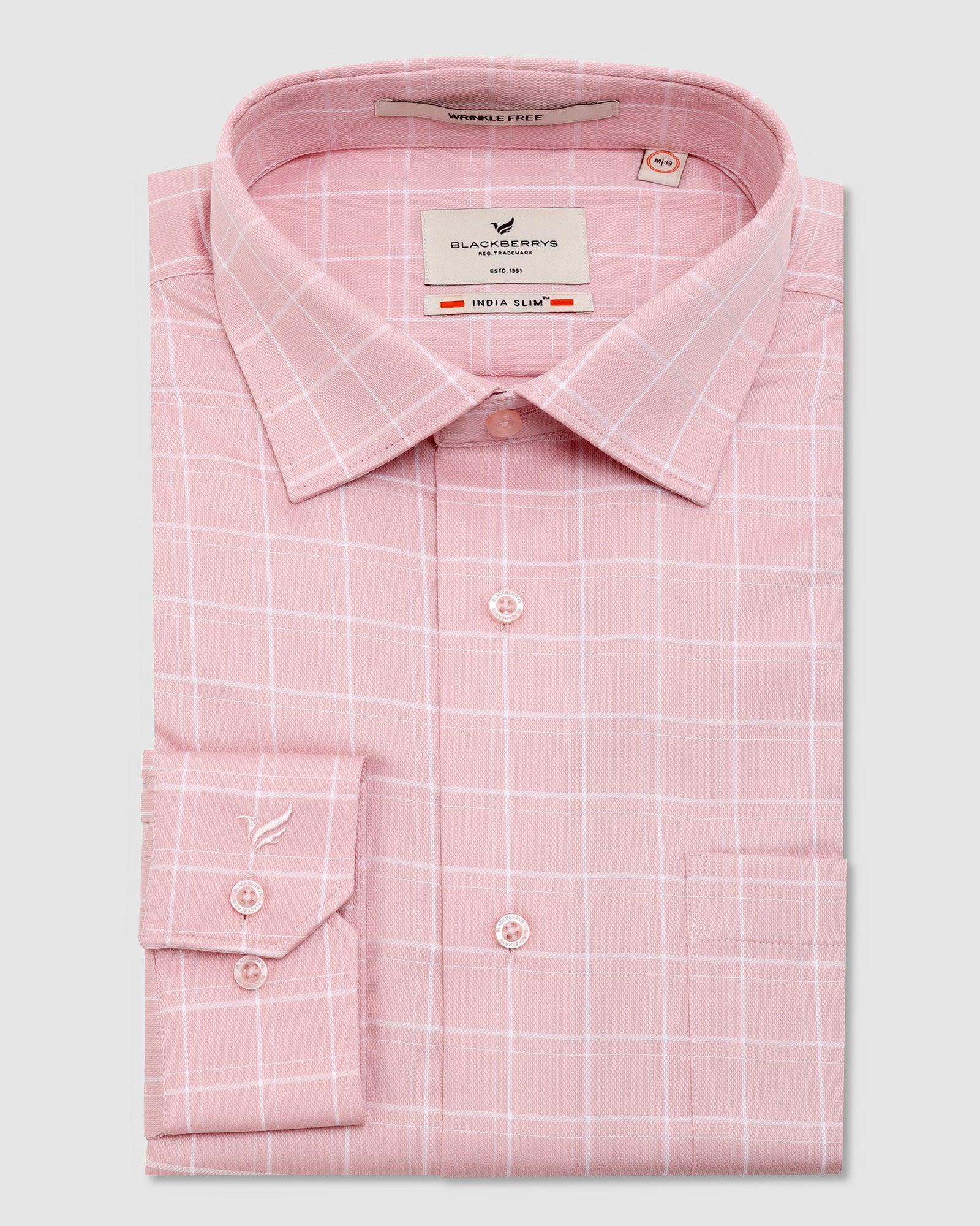 Non Iron Formal Dusty Pink Check Shirt - Yeti - Blackberrys