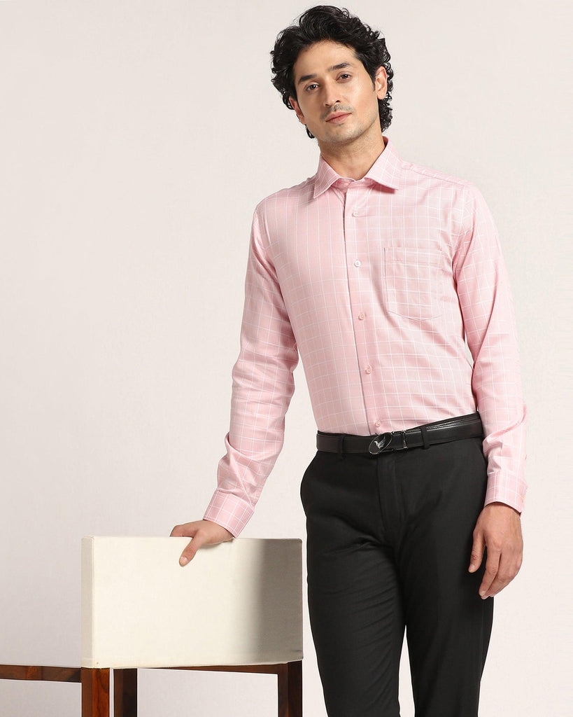 Non Iron Formal Dusty Pink Check Shirt - Yeti