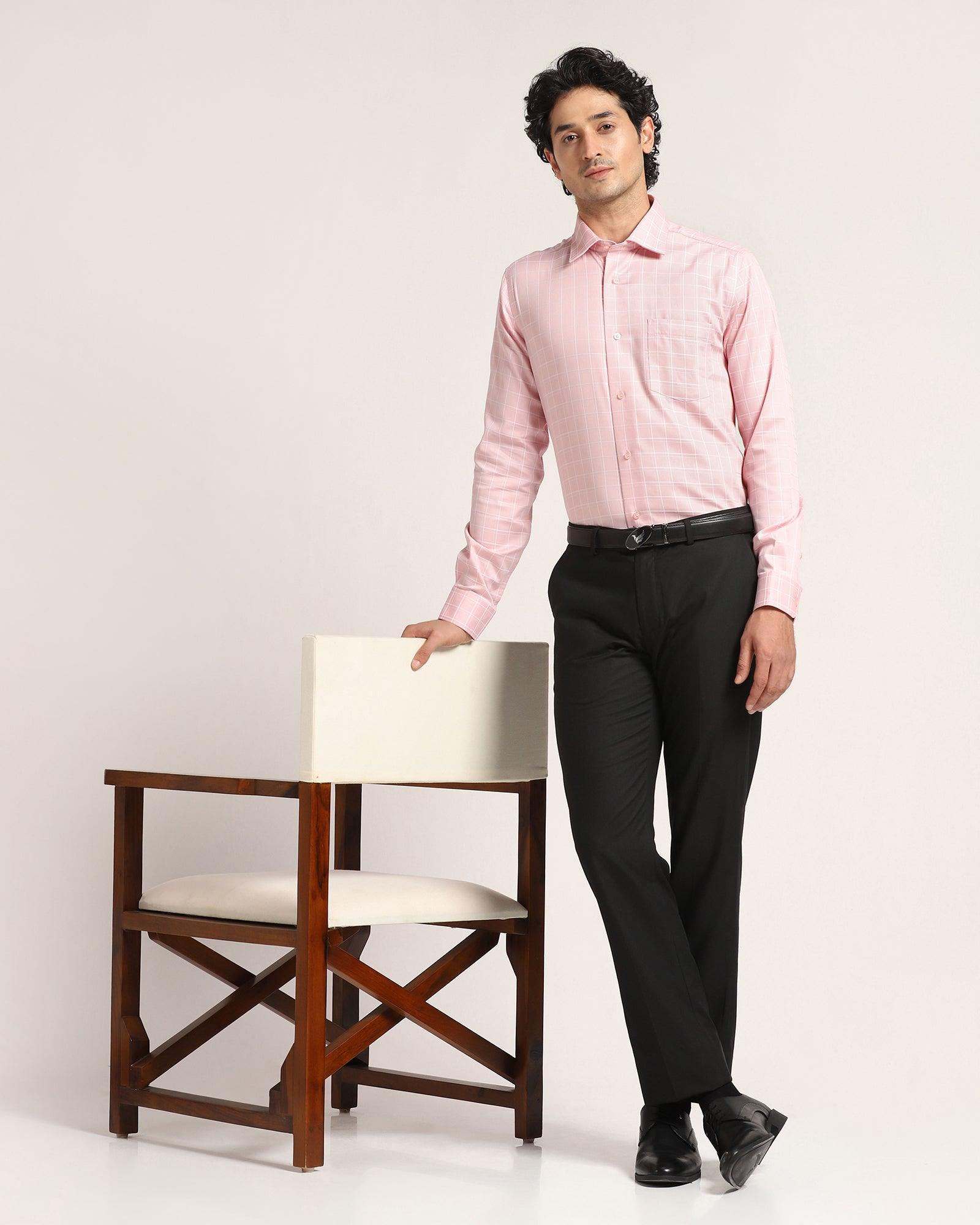 Non Iron Formal Dusty Pink Check Shirt - Yeti - Blackberrys