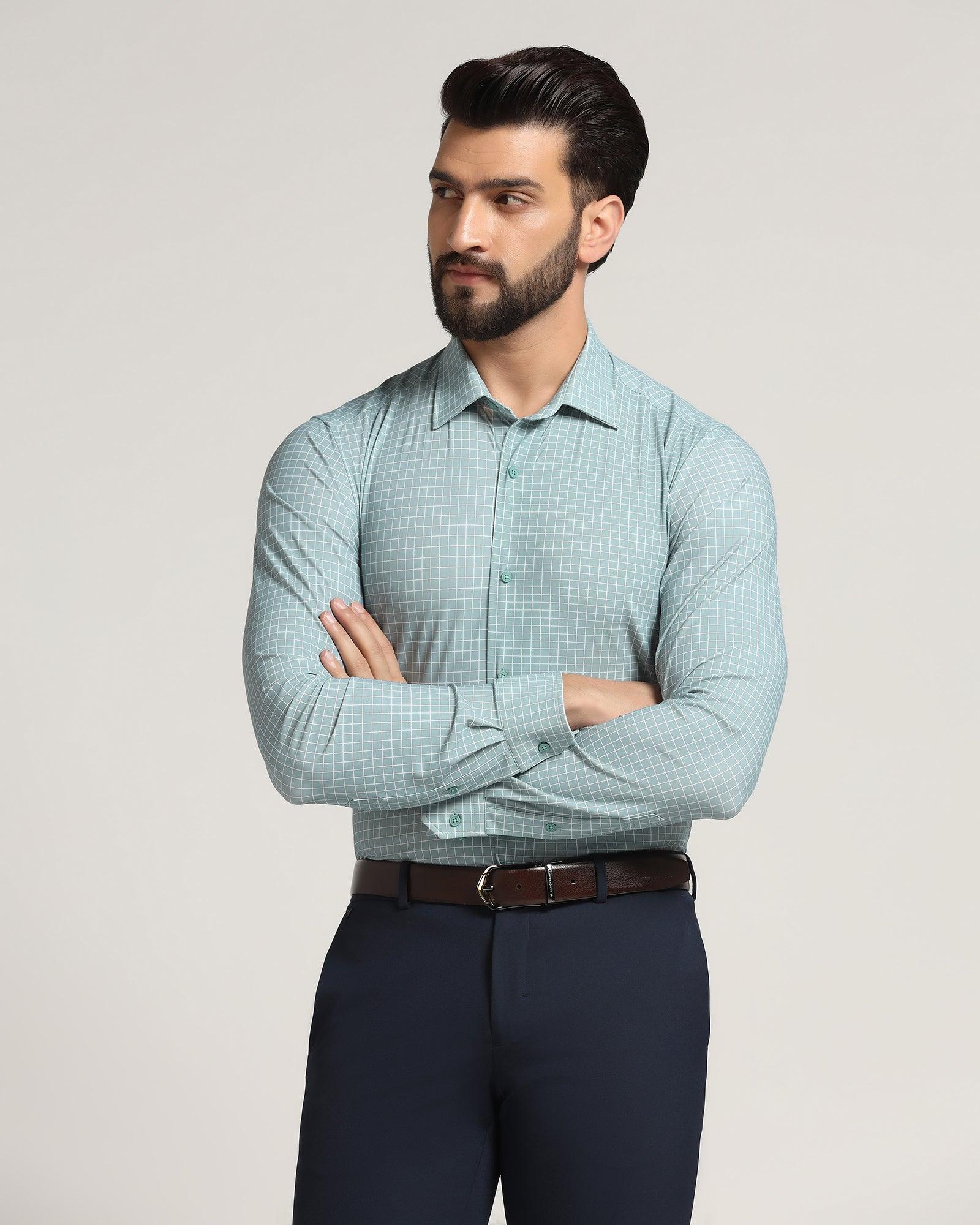 TechPro Formal Green Check Shirt - Sinq