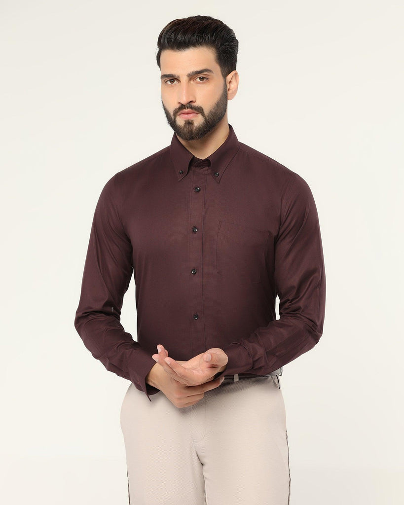 Formal Maroon Textured Shirt - Prey