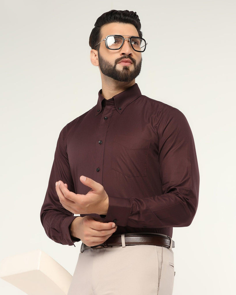 Formal Maroon Textured Shirt - Prey