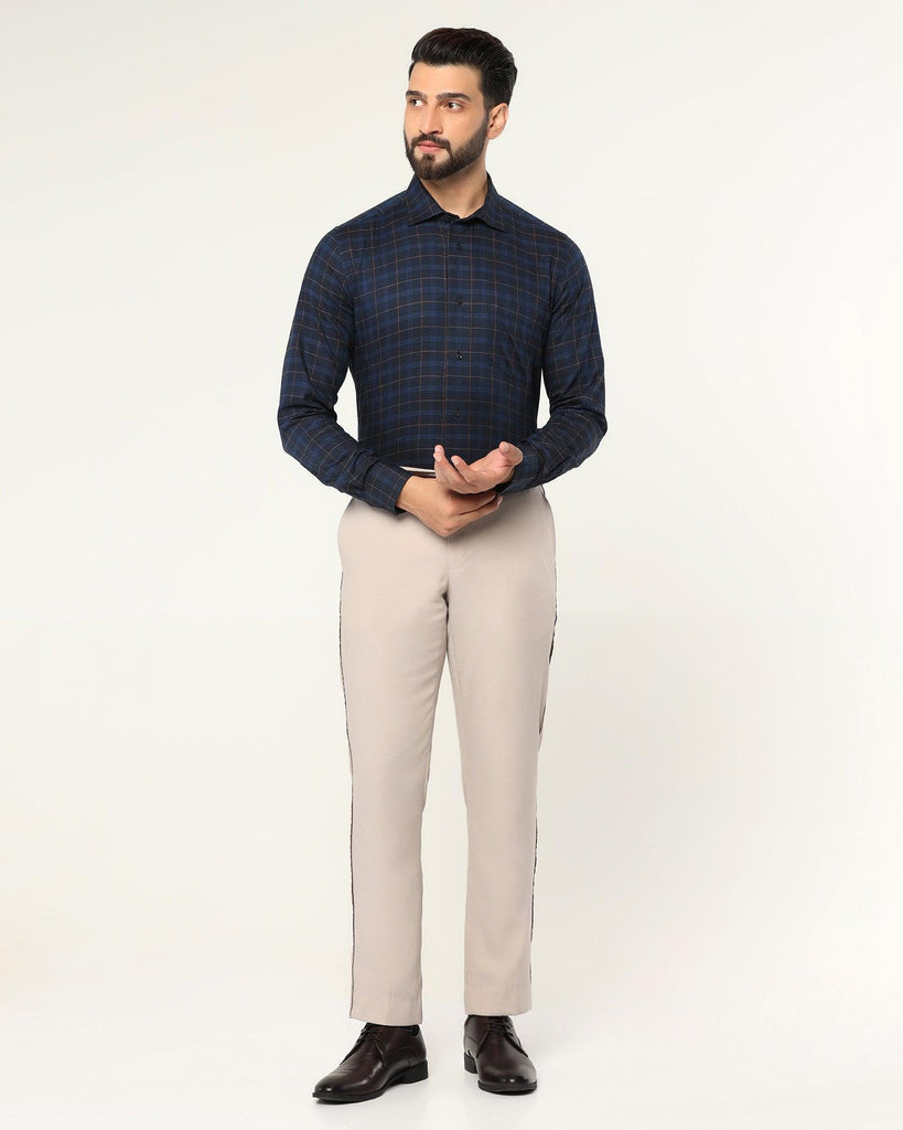 Formal Navy Check Shirt - Blush