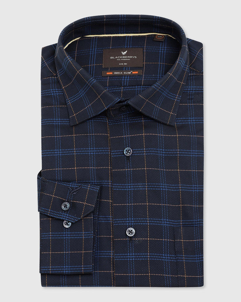 Formal Navy Check Shirt - Blush