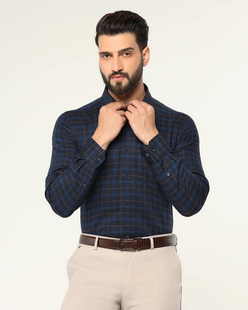 Formal Navy Check Shirt - Blush