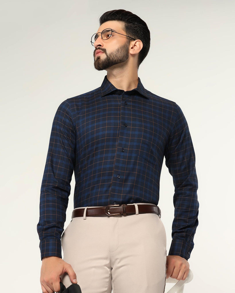 Formal Navy Check Shirt - Blush